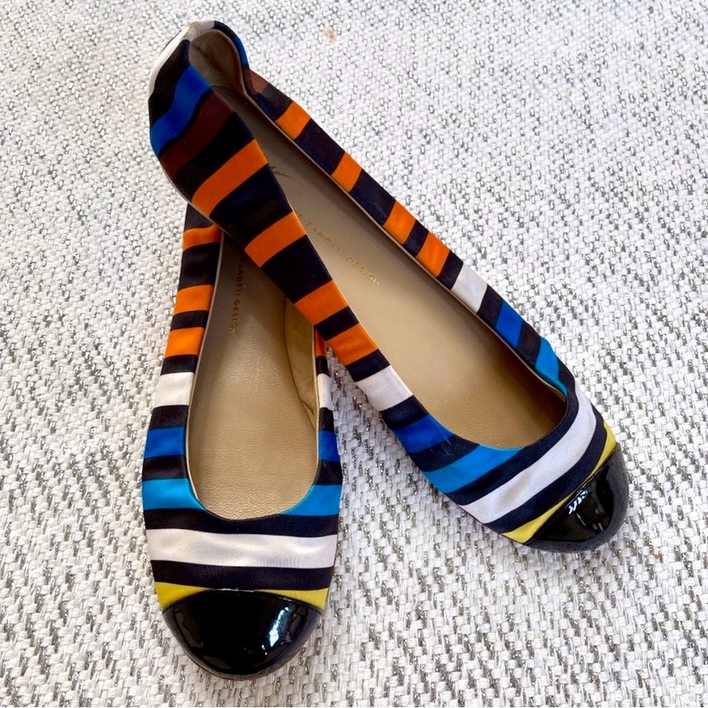 Giuseppe Zanotti Multicolor Striped Flats size 38